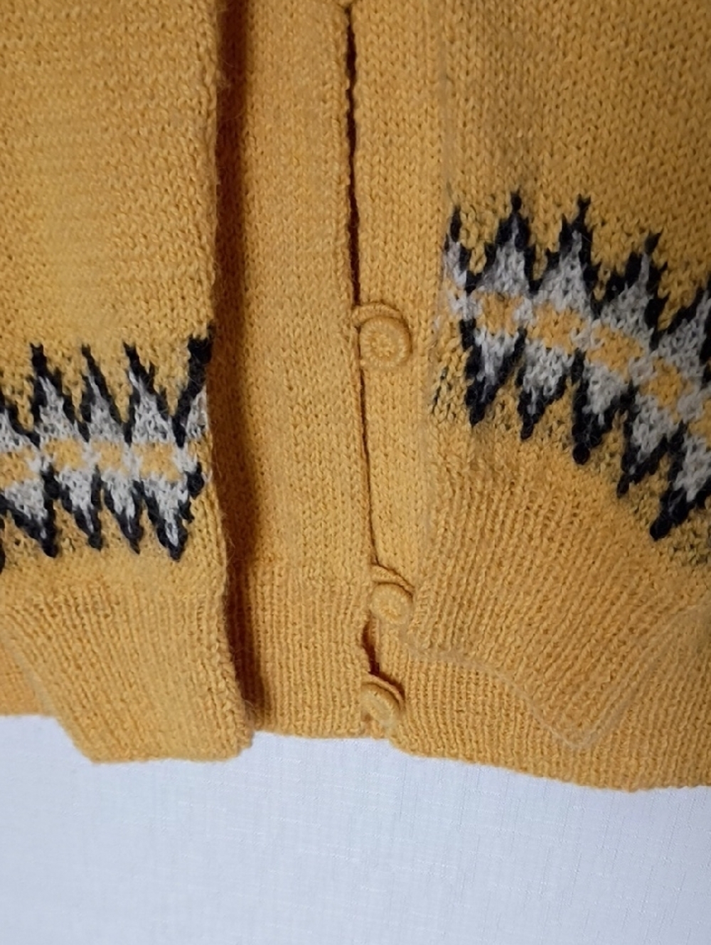 Yellow Fair Isle Yoke Button-Front Cardigan Sweater - Picture 8 of 8